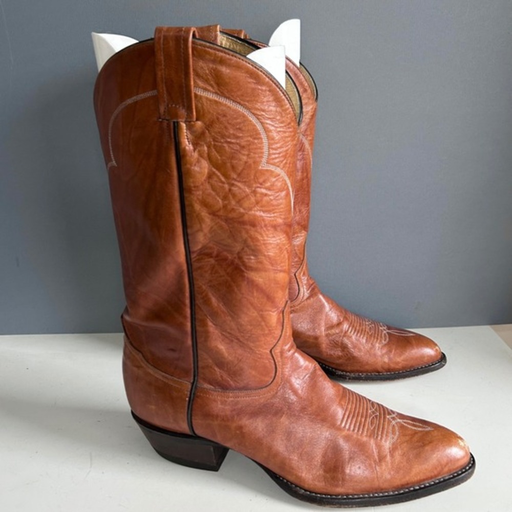 Tony Lama Style 5084 Cowboy Boots Mens Size 11.5 B Brown Leather Western‎